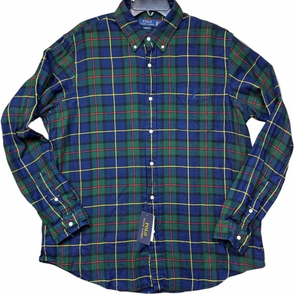 Polo Ralph Lauren Men's XXL Classic Fit Double-Faced Shirt Plaid L/S $138 NWT